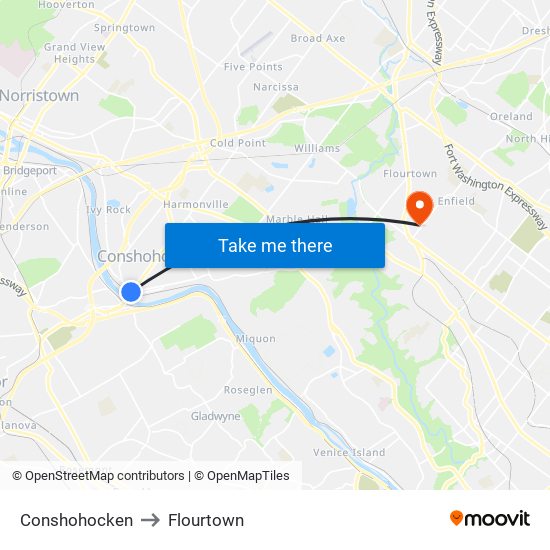 Conshohocken to Flourtown map