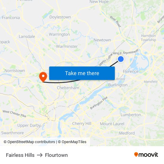 Fairless Hills to Flourtown map