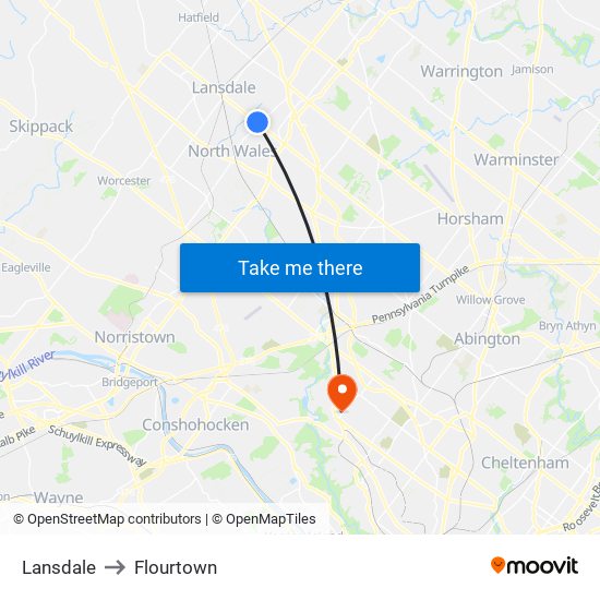 Lansdale to Flourtown map