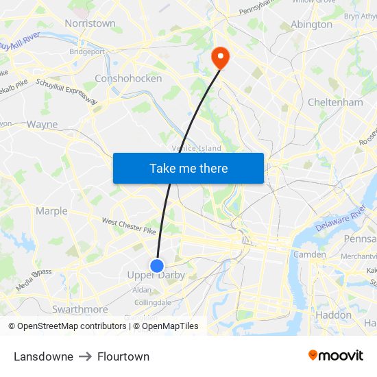 Lansdowne to Flourtown map