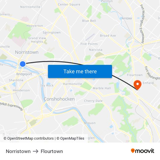 Norristown to Flourtown map