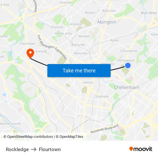 Rockledge to Flourtown map