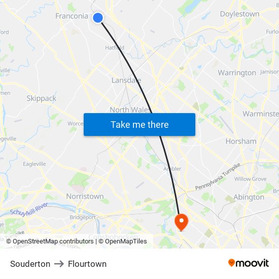 Souderton to Flourtown map