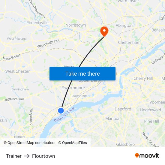 Trainer to Flourtown map