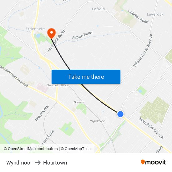 Wyndmoor to Flourtown map