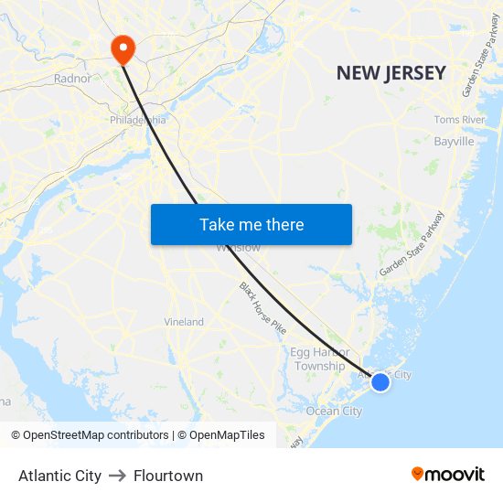 Atlantic City to Flourtown map
