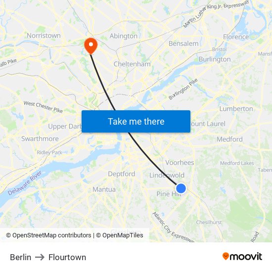 Berlin to Flourtown map