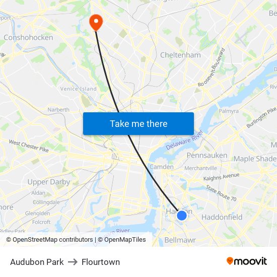 Audubon Park to Flourtown map