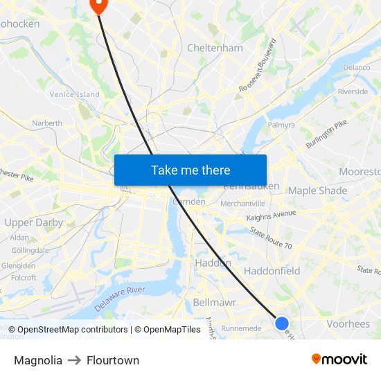 Magnolia to Flourtown map