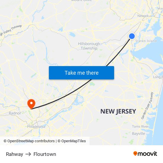 Rahway to Flourtown map
