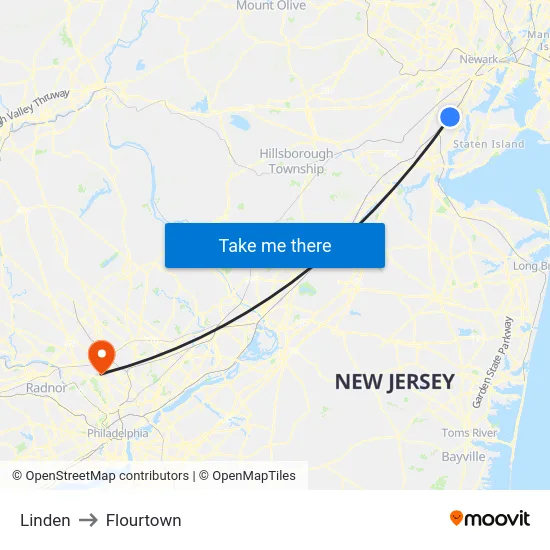 Linden to Flourtown map