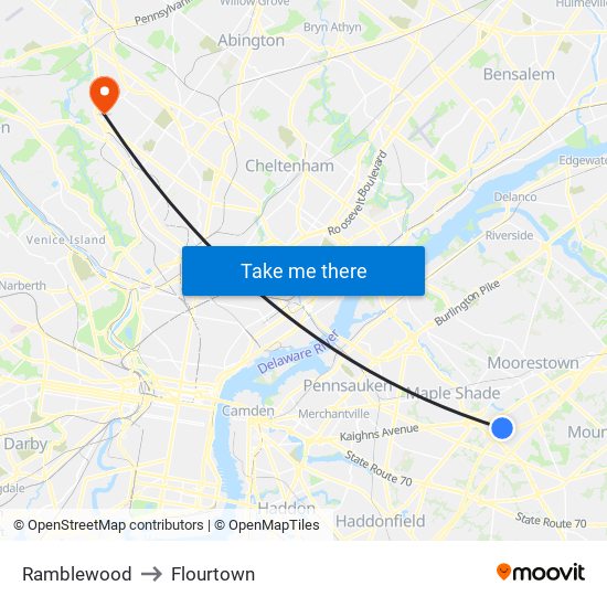 Ramblewood to Flourtown map