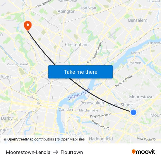 Moorestown-Lenola to Flourtown map