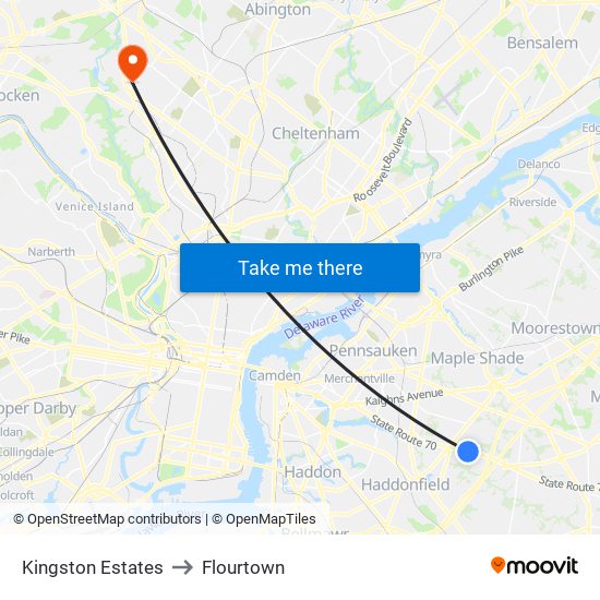 Kingston Estates to Flourtown map