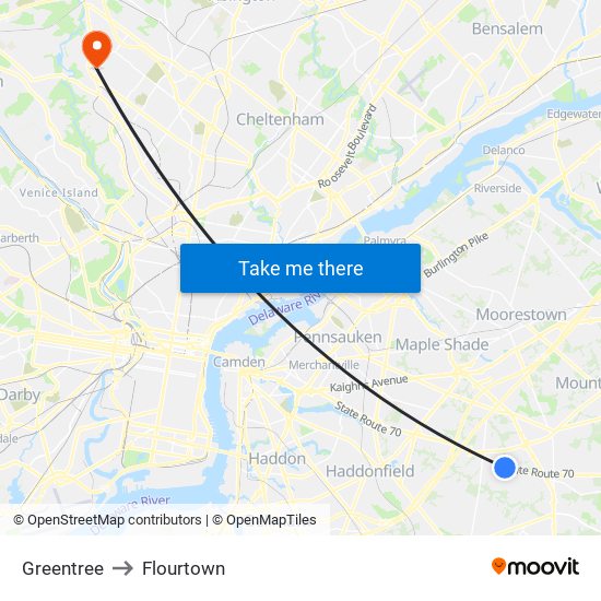Greentree to Flourtown map