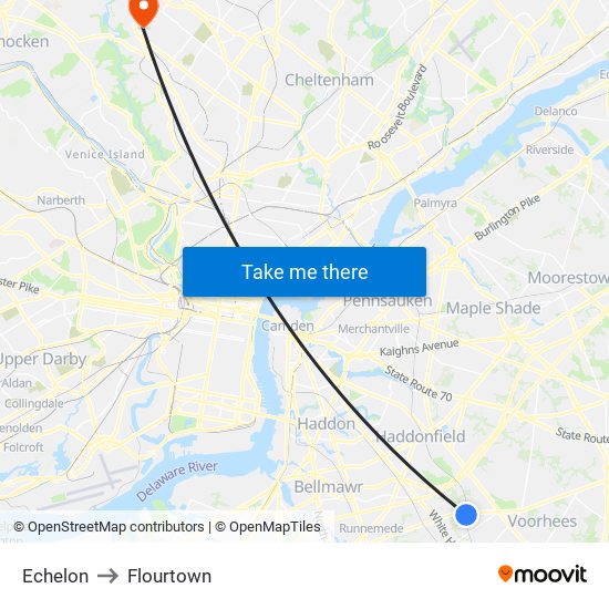 Echelon to Flourtown map