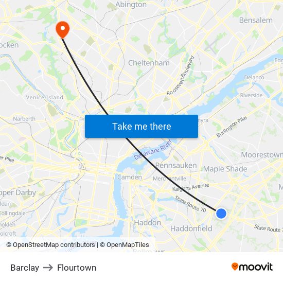 Barclay to Flourtown map