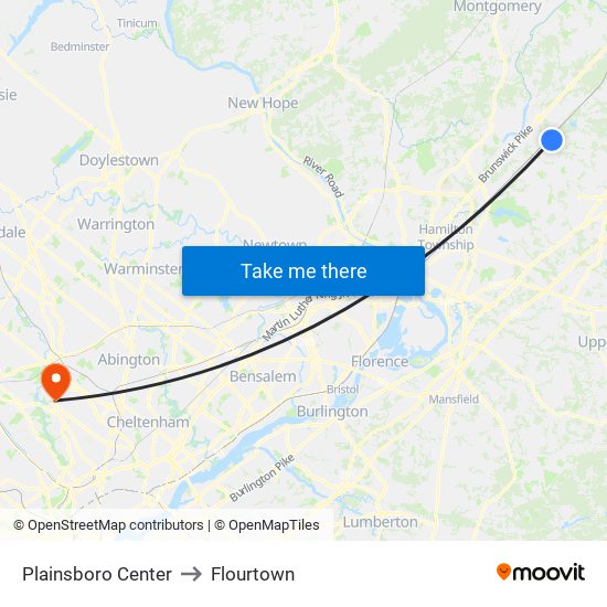 Plainsboro Center to Flourtown map
