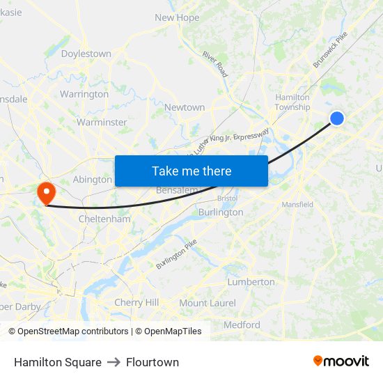 Hamilton Square to Flourtown map