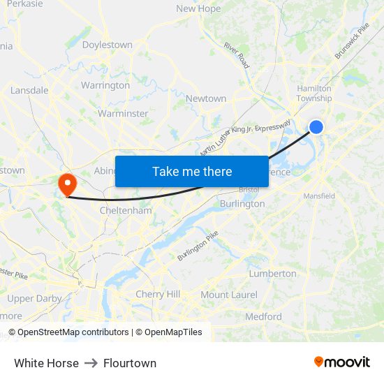 White Horse to Flourtown map