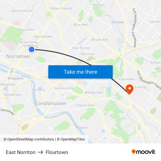 East Norriton to Flourtown map