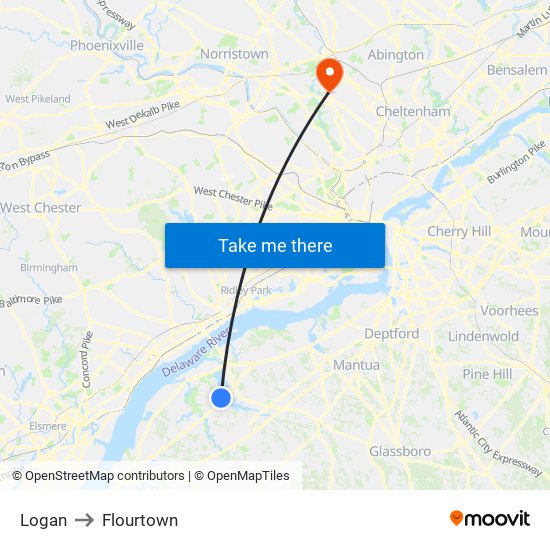 Logan to Flourtown map