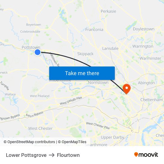 Lower Pottsgrove to Flourtown map