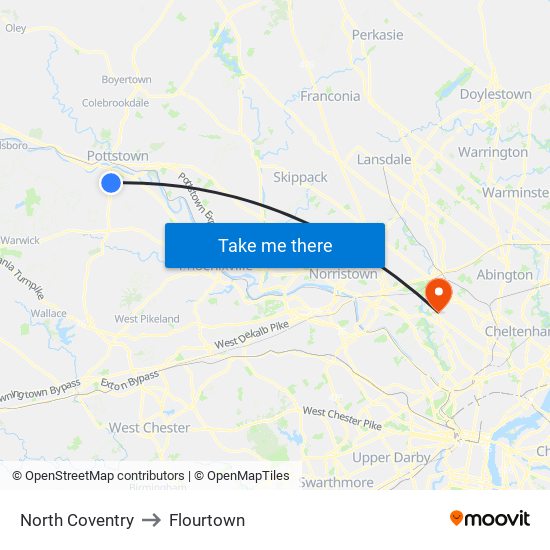North Coventry to Flourtown map
