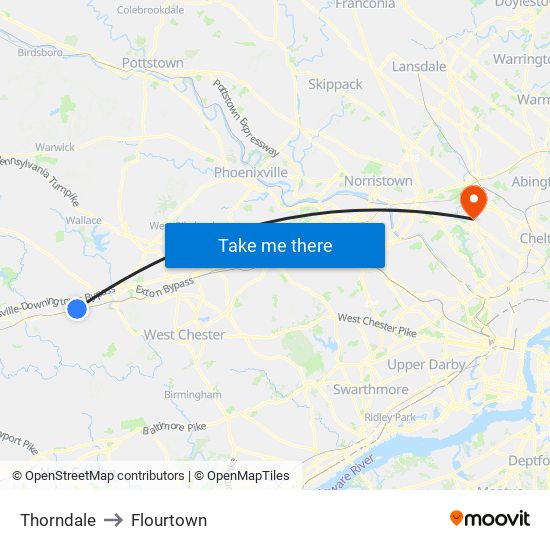 Thorndale to Flourtown map