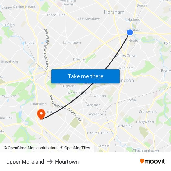 Upper Moreland to Flourtown map