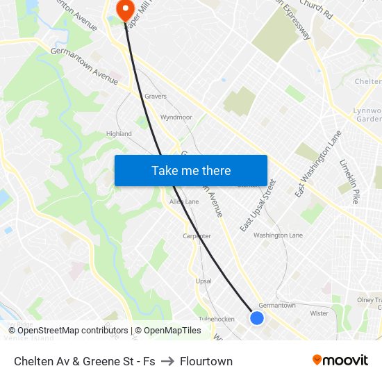 Chelten Av & Greene St - Fs to Flourtown map