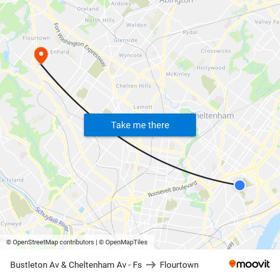 Bustleton Av & Cheltenham Av - Fs to Flourtown map