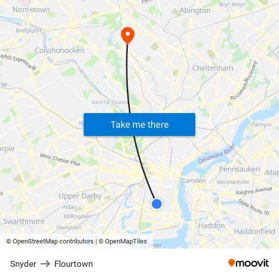 Snyder to Flourtown map