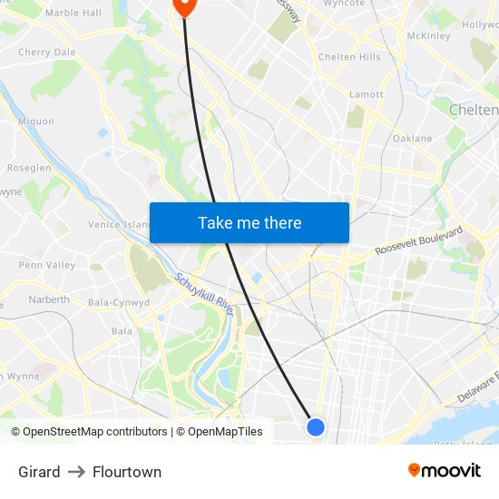 Girard to Flourtown map