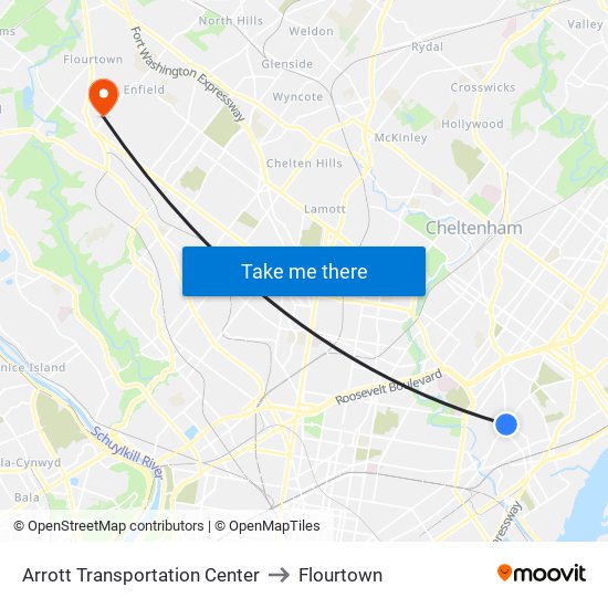 Arrott Transportation Center to Flourtown map