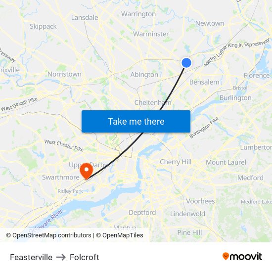 Feasterville to Folcroft map