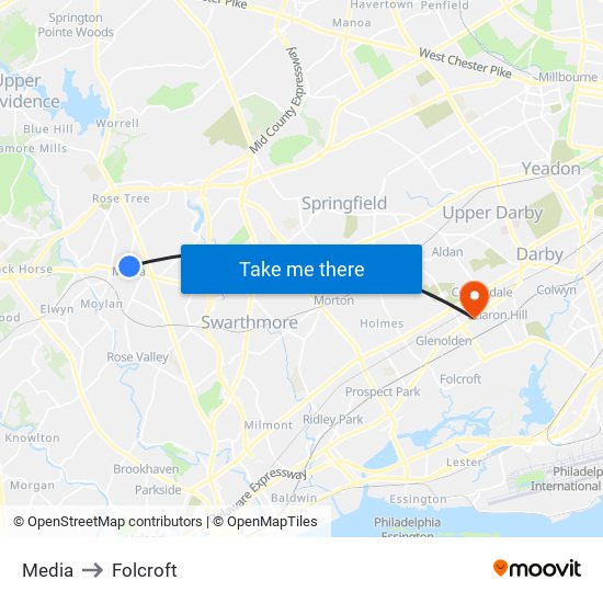 Media to Folcroft map