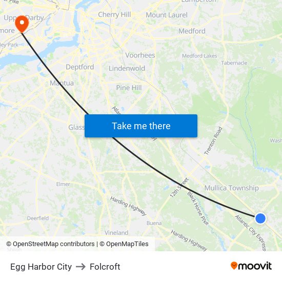 Egg Harbor City to Folcroft map