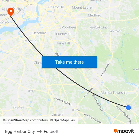 Egg Harbor City to Folcroft map