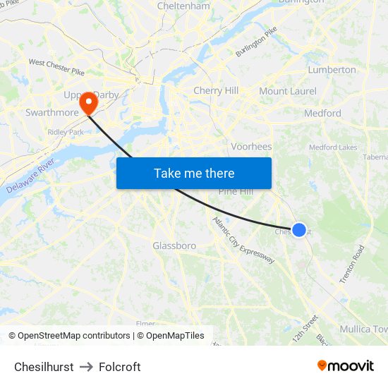 Chesilhurst to Folcroft map