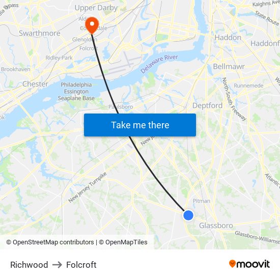 Richwood to Folcroft map