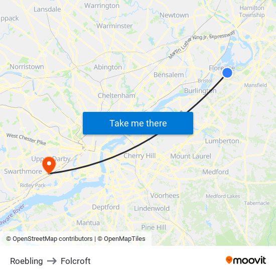 Roebling to Folcroft map