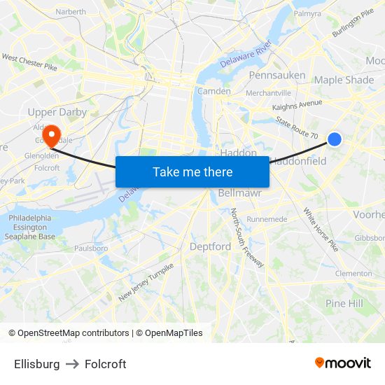 Ellisburg to Folcroft map