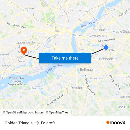 Golden Triangle to Folcroft map