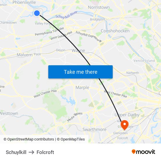Schuylkill to Folcroft map