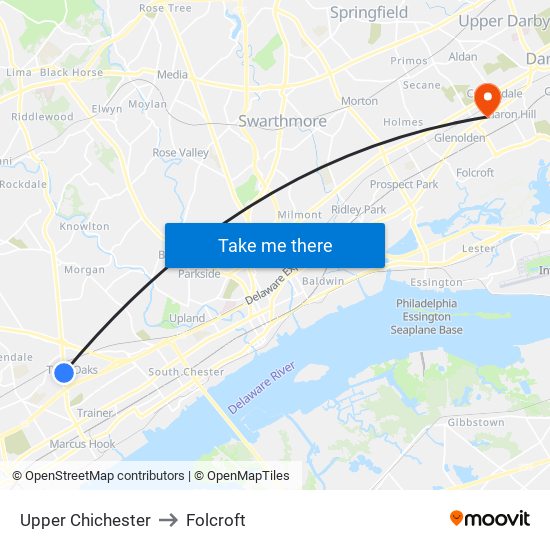 Upper Chichester to Folcroft map