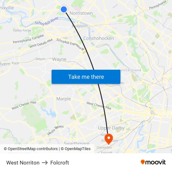 West Norriton to Folcroft map