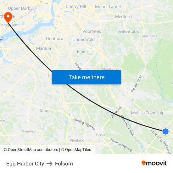 Egg Harbor City to Folsom map