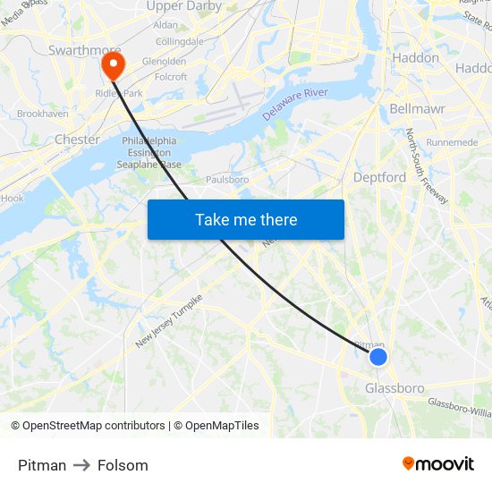 Pitman to Folsom map