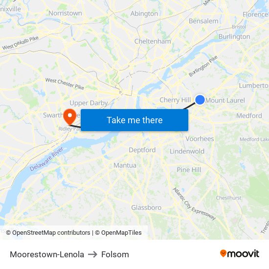 Moorestown-Lenola to Folsom map